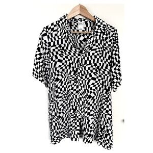 Wild fable checkered black and white loose button down shirt, unisex